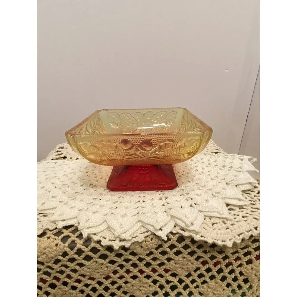 Vintage Jeannette glass‎ candy/nut dish Amberina